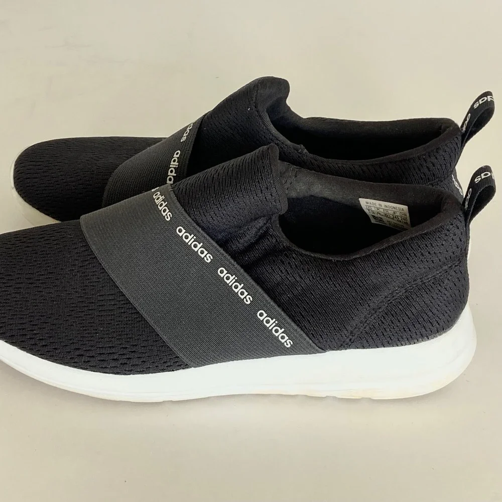 Adidas Cloudfoam Refine Adapt Womens Black White Slip On Shoes DB1339 7.5